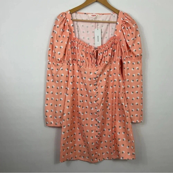 Urban Outfitters Eggie Zen Button Front Orange Mini Dress Size‎ Small - Picture 1 of 8